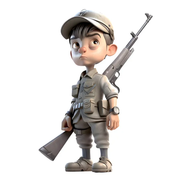 Disziplinierter Und Vorbereiteter Armeemensch Uniform Auf Weißem Hintergrund — Stockfoto