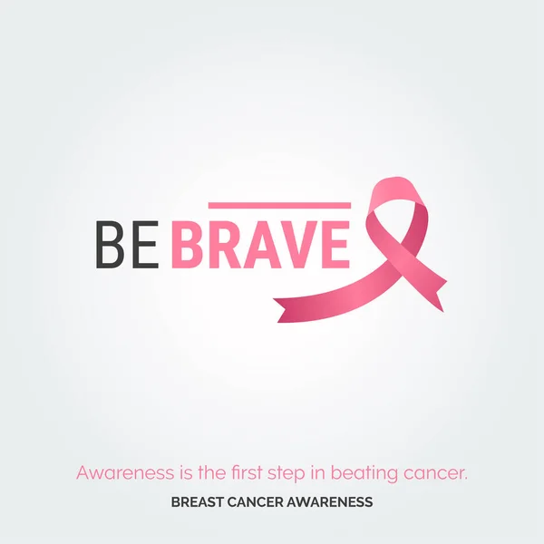Mutige Rosa Herzen Brustkrebs Design — Stockvektor