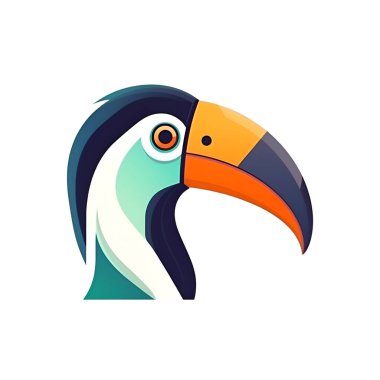 Renkli Toucan logo şablonu. Kuş ikonu. Vektör illüstrasyonu.