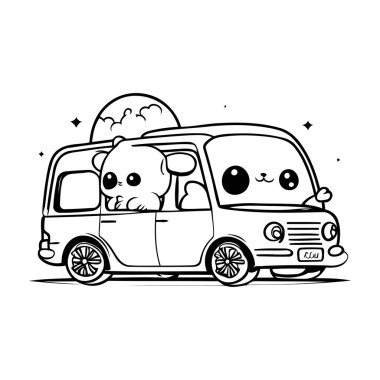 Minibüste şirin bir hayvan. Boyama kitabı için Vektör illüstrasyonu