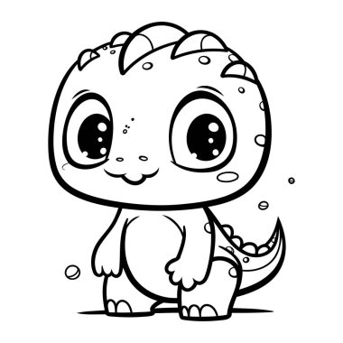 Şirin Çizgi Film Dinozor Vektör İllüstrasyonu. Çocuklar için boyama kitabı