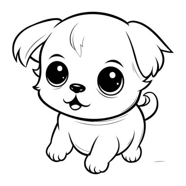 Şirin Çizgi film Chihuahua Siyah ve Beyaz Vektör İllüstrasyonu