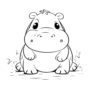 Çocuklar için boyama kitabı. Su aygırı. Vektör illüstrasyonu.