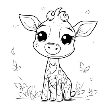 Çocuklar için boyama sayfaları. Şirin çizgi film bebek zürafası..
