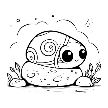 Çocuklar için boyama kitabı. Tatlı salyangoz. Vektör illüstrasyonu.