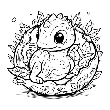 Çocuklar için boyama kitabı. Bahçedeki kurbağa. Vektör illüstrasyonu