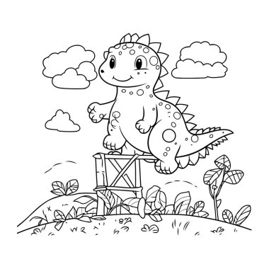 Alan vektörü çizim tasarımında sevimli stegosaurus