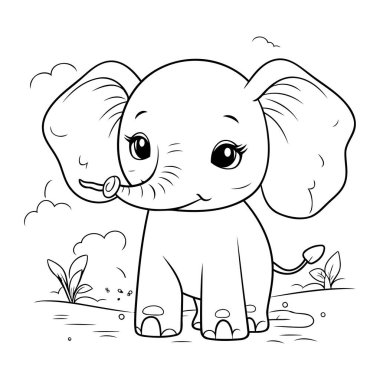 Sevimli Fil Vektör Resimlerinin Renkli Sayfa Özeti