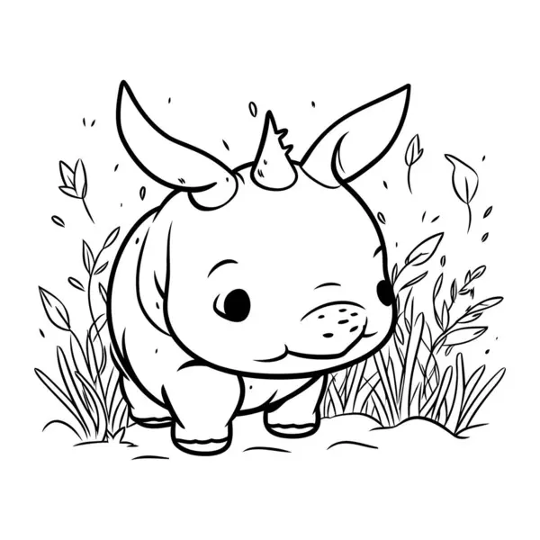 Joli Rhinocéros Livre Colorier Pour Enfants — Image vectorielle