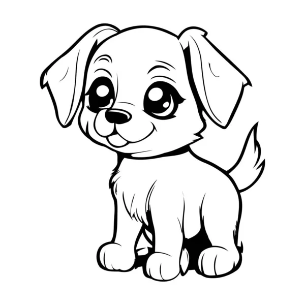 Lindo Cachorro Dibujos Animados Sobre Fondo Blanco Ilustración Vectorial Para — Vector de stock