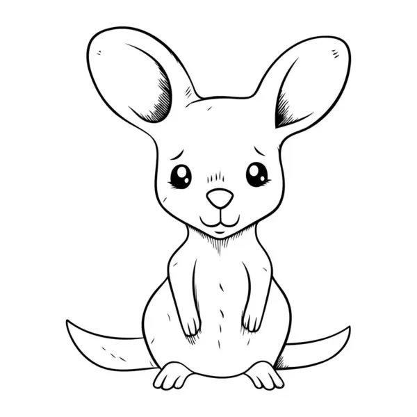 Cute Kangura Doodle Strony Rysowane Wektor Ilustracji — Wektor stockowy