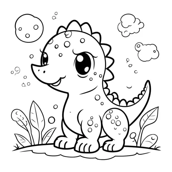 Coloring Book Children Cute Dinosaur Vector Illustration — Stock Vector