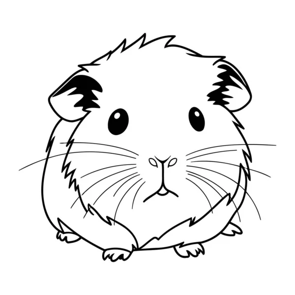 Niedlicher Hamster Schwarz Weiße Vektorillustration Für Malbuch — Stockvektor
