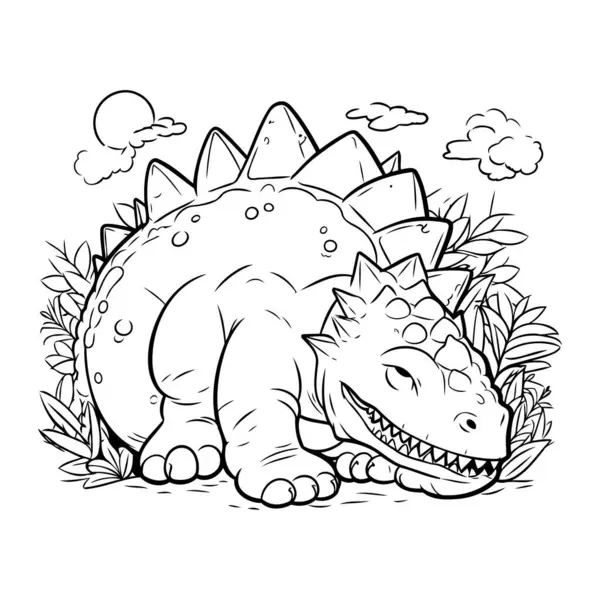 Dinozor. Boyama kitabı için vektör illüstrasyonu. Şirin çizgi film dinozoru..
