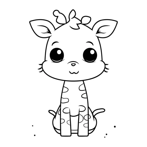 Küçük Şirin Zürafa Bebek Kawaii Karakter Çizimi Tasarımı — Stok Vektör