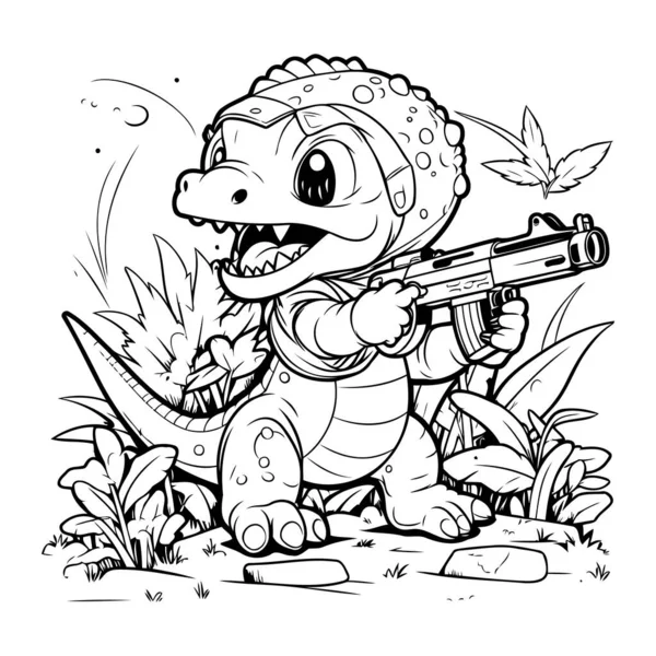 Triceratops Dinosaur Gun Vector Illustration — Stock Vector