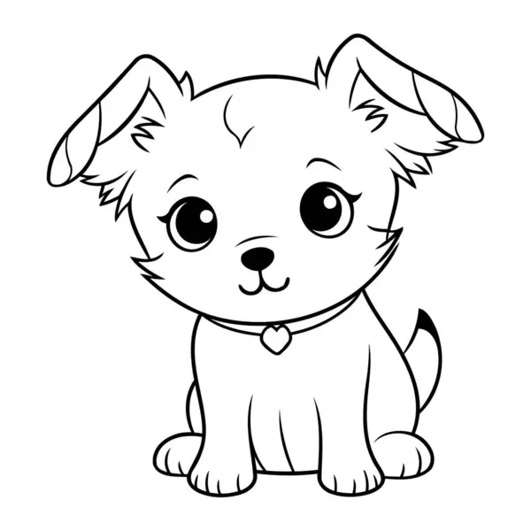 Lindo Perro Dibujos Animados Ilustración Vectorial Libro Para Colorear Para — Vector de stock