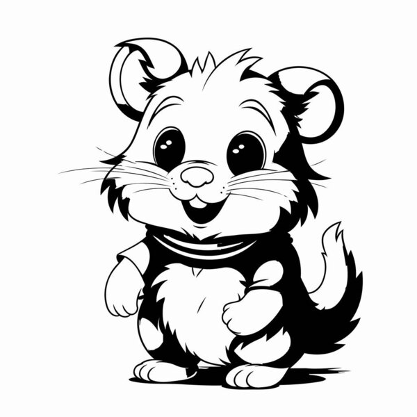 Vector illustration of cute cartoon hamster. Isolated on white background.
