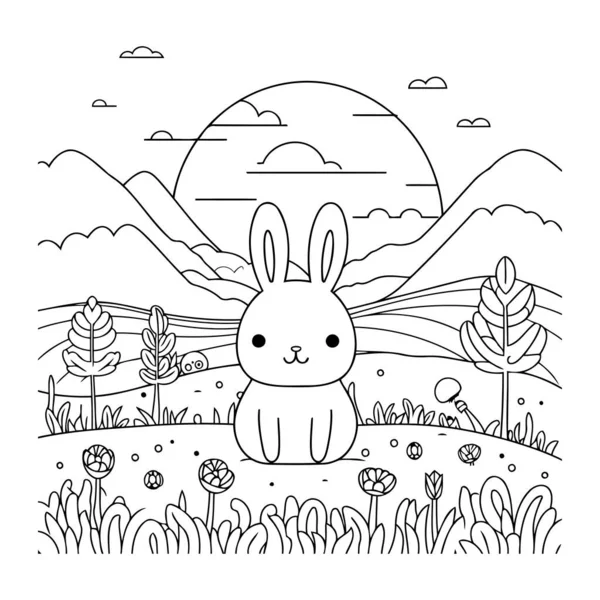 Милий Маленький Кролик Полі Векторний Дизайн Ілюстрації Векторний Дизайн Ілюстрації Ліцензійні Стокові Ілюстрації