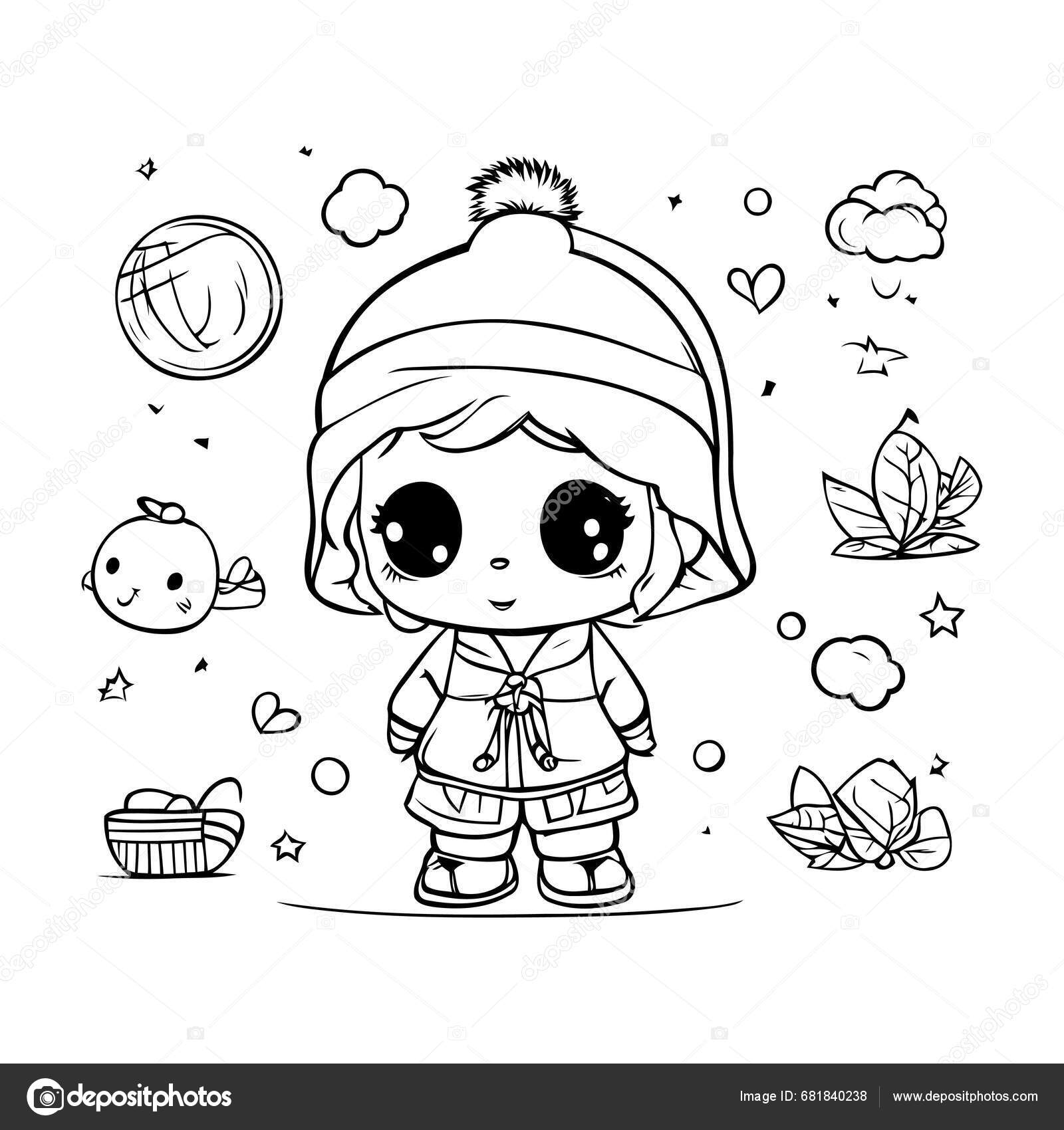 Γλυκό Κοριτσάκι Χειμωνιάτικα Ρούχα Εικονογράφηση Διάνυσμα Για Βιβλίο  Ζωγραφικής Διανυσματικό Αρχείο από ©ibrandify681840238