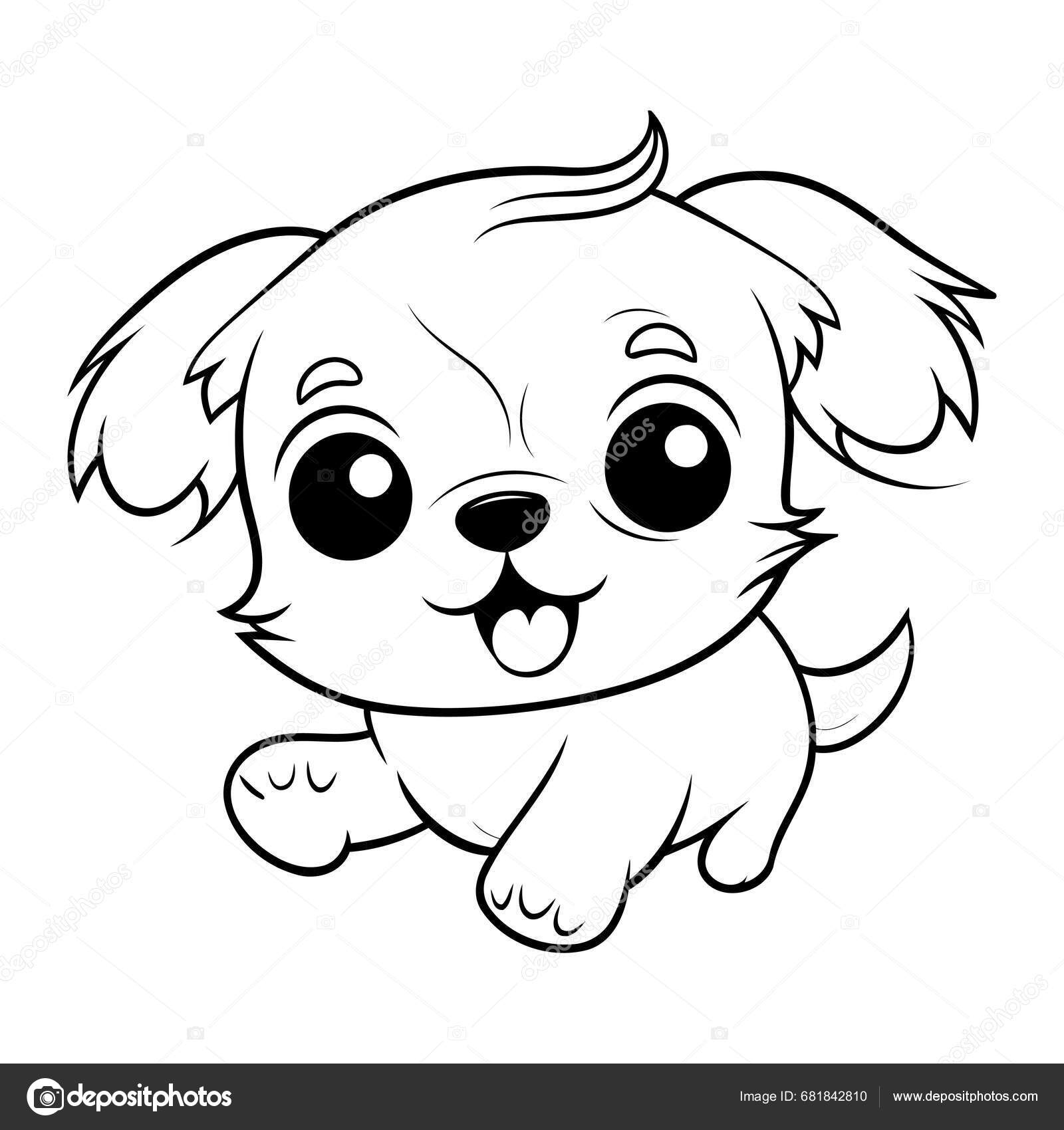 Cute running puppy dog, doodle style flat vector outline illustration for  kids coloring book Stock Vector Image & Art - Alamy