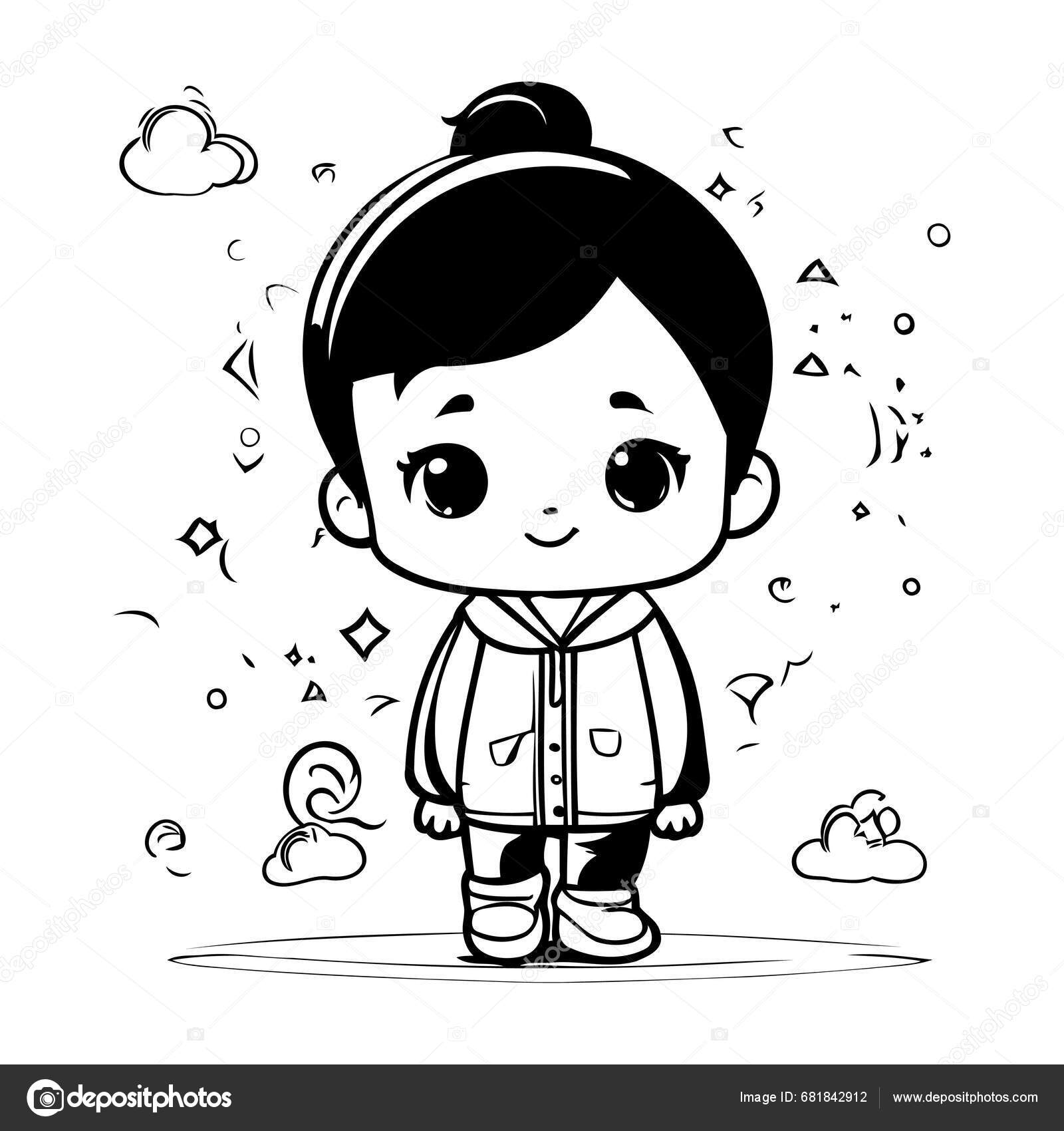 Cute Little Girl Cartoon Vector Illustration Cute Little Girl Cartoon ...