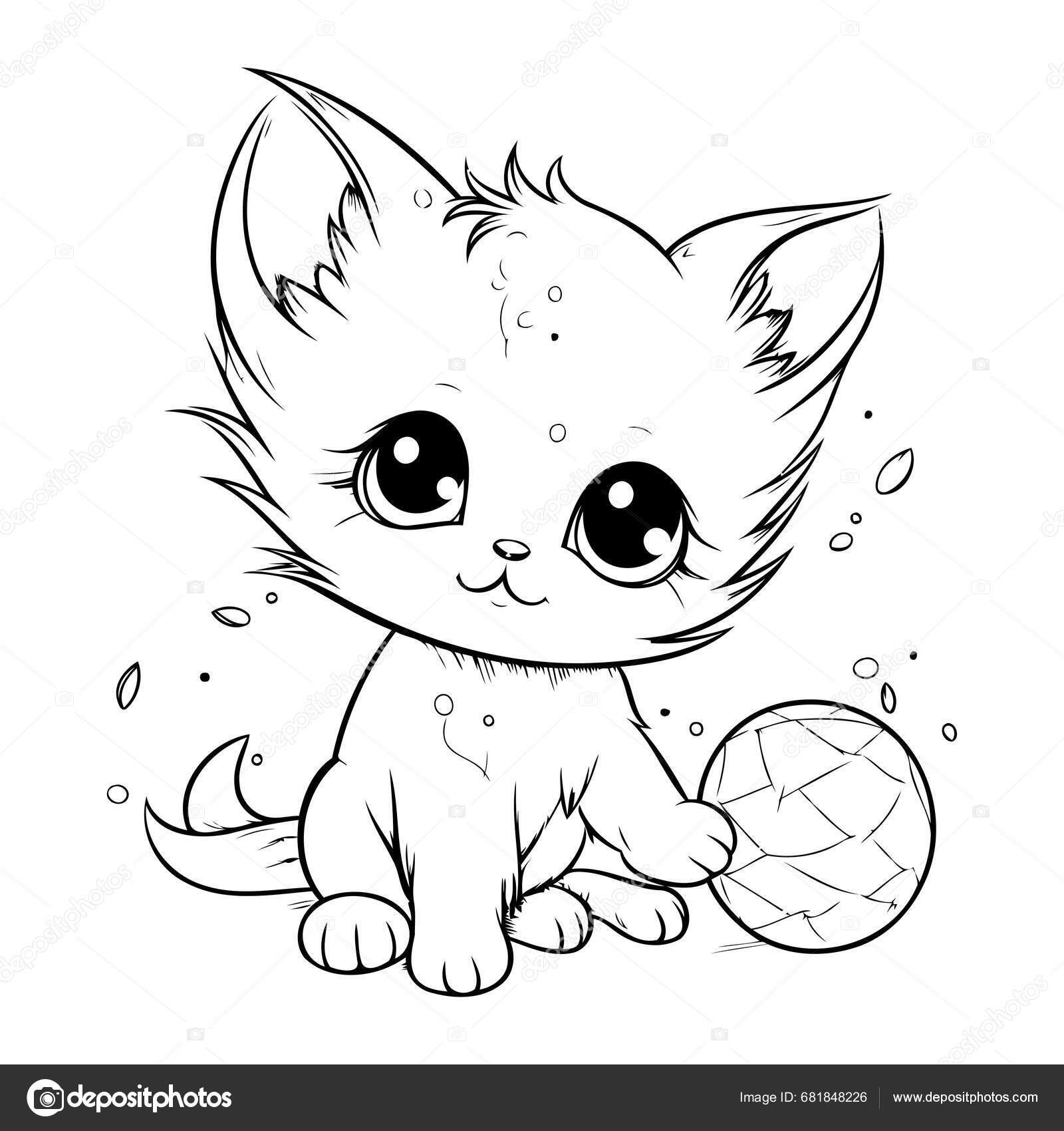 귀여운 고양이 일러스트 스톡 벡터 - ©ibrandify 681848226, image size:1600x1700