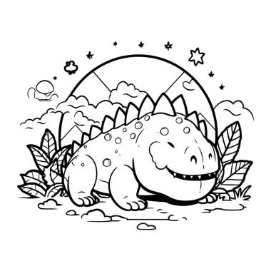 Şirin dinozor. Boyama kitabı için vektör illüstrasyonu. Renk sayfası