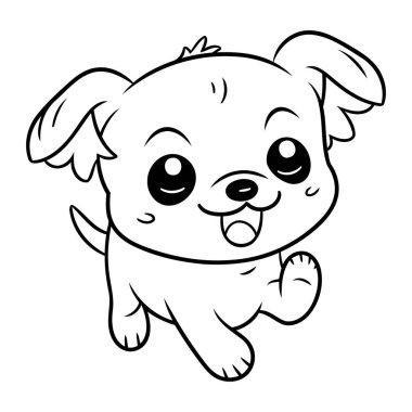 Güzel çizgi film köpek vektör çizimi. Çocuklar için boyama kitabı.