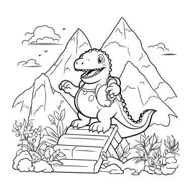 Dinozor çizgi film tasarımı. Hayvanat bahçesi hayatı doğa ve hayvan temalı Vektör illüstrasyonu