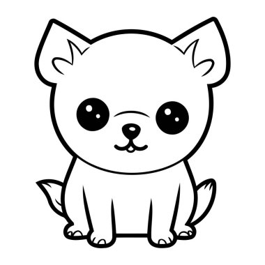 Şirin küçük köpek Kawaii karakter çizimi tasarımı