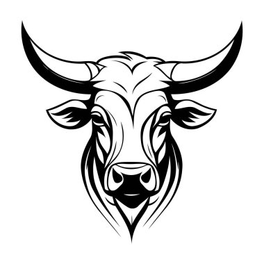 Beyaz arka planda bir boğanın vektör görüntüsü. Vahşi hayvan..