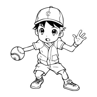 Beyzbol oyuncusu. Çocuklar için boyama kitabı. Vektör illüstrasyonu