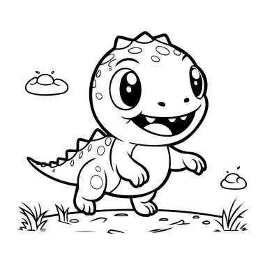 Şirin Dinozor Çizgi Film Maskotu Karakteri. Vektör İllüstrasyonu.