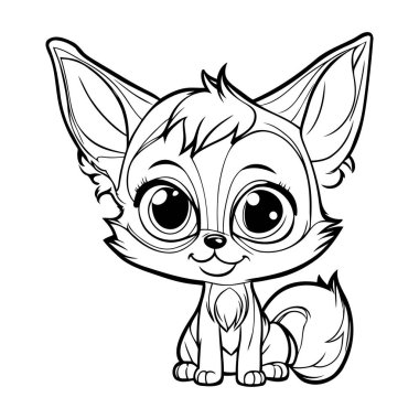 Sevimli çizgi film tilkisi. Vektör çizimi. Çocuklar için boyama kitabı.