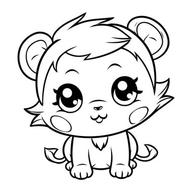 Renklendirme Kitabı veya Sayfa için Şirin Çizgi Maymun Vektör İllüstrasyonu