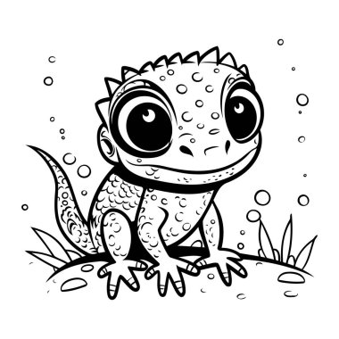 Tatlı çizgi film kurbağası. Vektör çizimi. Çocuklar için boyama kitabı.
