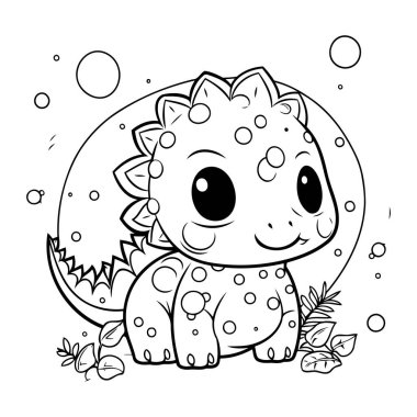 Sevimli Dinozor Vektör Resimlerinin Renkli Sayfa Özeti