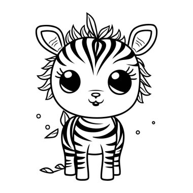 Şirin küçük zebra kawaii karakter çizimi tasarımcısı