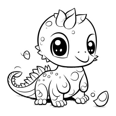 Çocuklar için boyama kitabı. Şirin bebek ejderha. Vektör illüstrasyonu.