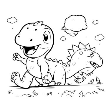 Renklendirme Kitabı için Şirin Dinozor Hayvan Karakteri Çizgi Filmi