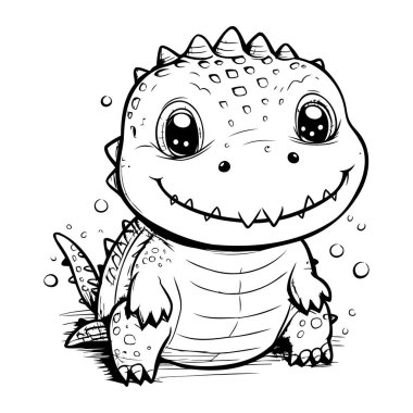 Tatlı bebek timsah. Boyama kitabı veya sayfa için vektör illüstrasyonu