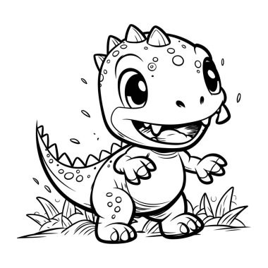 Şirin bir karikatür dinozor. Boyama kitabı veya sayfa için vektör illüstrasyonu.