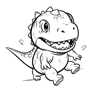 Şirin Dinozor Çizgi Film Maskotu Karakteri. Vektör İllüstrasyonu.