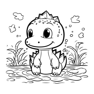 Çocuklar için boyama kitabı. Yağmurdaki sevimli dinozor..