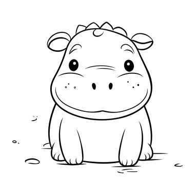 Tatlı su aygırı çizgi filmi. Boyama kitabı için Vektör illüstrasyonu.