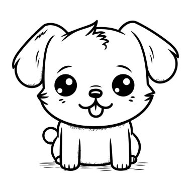 Tatlı çizgi film köpeği. Beyaz arkaplanda izole edilmiş vektör illüstrasyonu.
