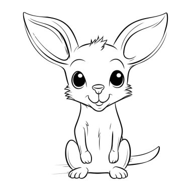 Tatlı çizgi film kangurusu. Boyama kitabı için Vektör illüstrasyonu.