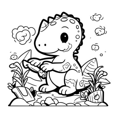 Sevimli Dinozor Vektör Resimlerinin Renkli Sayfa Özeti