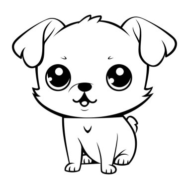 Tatlı çizgi film köpeği. Beyaz arkaplanda izole edilmiş vektör illüstrasyonu.
